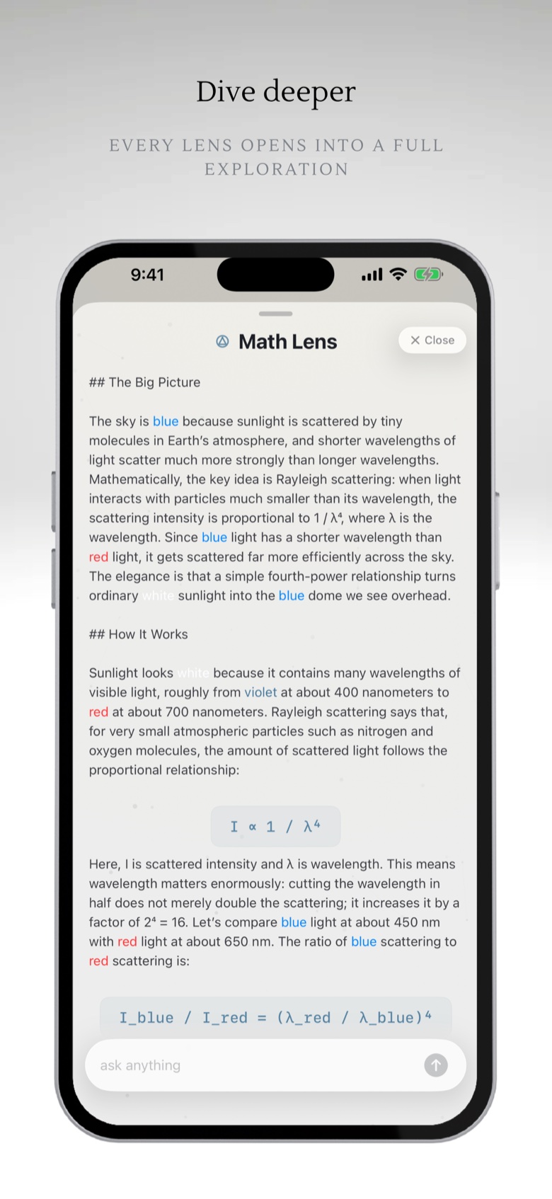 A deep-dive exploration expanding one lens in detail