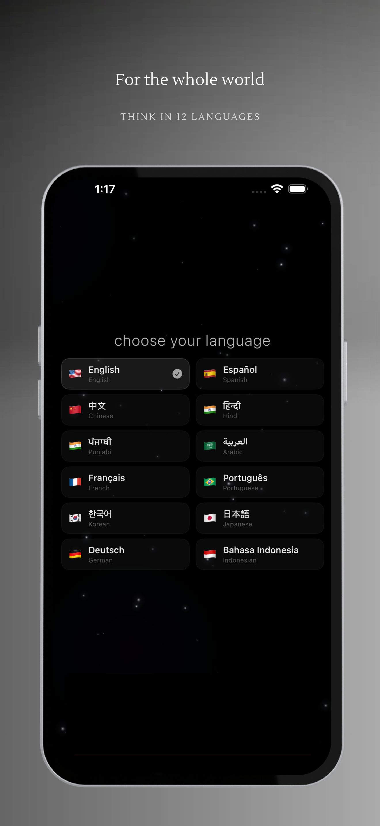 Sygil language selection showing 12 languages